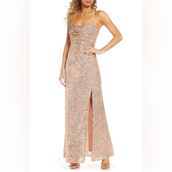 Morgan & Co. Sequin Bodycon Maxi Slit Dress - Picture 1 of 13